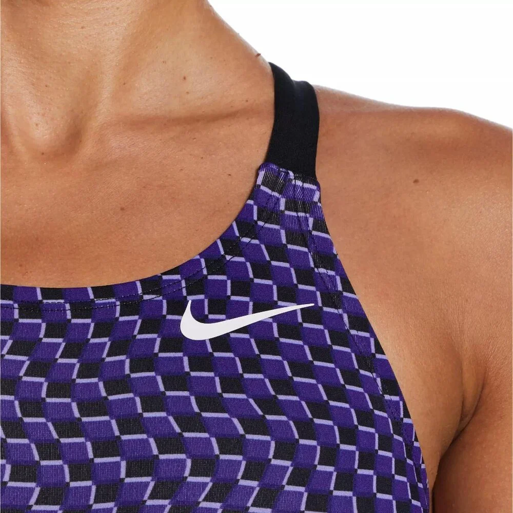 NWT Nike Women's Drippy Check Fastback Swimsuit - Picture 3 of 5